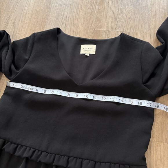 Sezane Penelope Dress black Size 34 / US 2 v-neck long sleeve mini 4 XS S - Picture 8 of 14